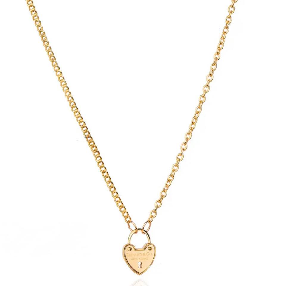 Gold Heart Lock Necklace