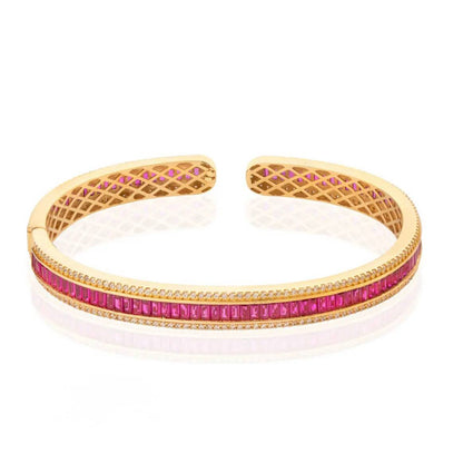 Pink Stone Gold Cuff Bracelet