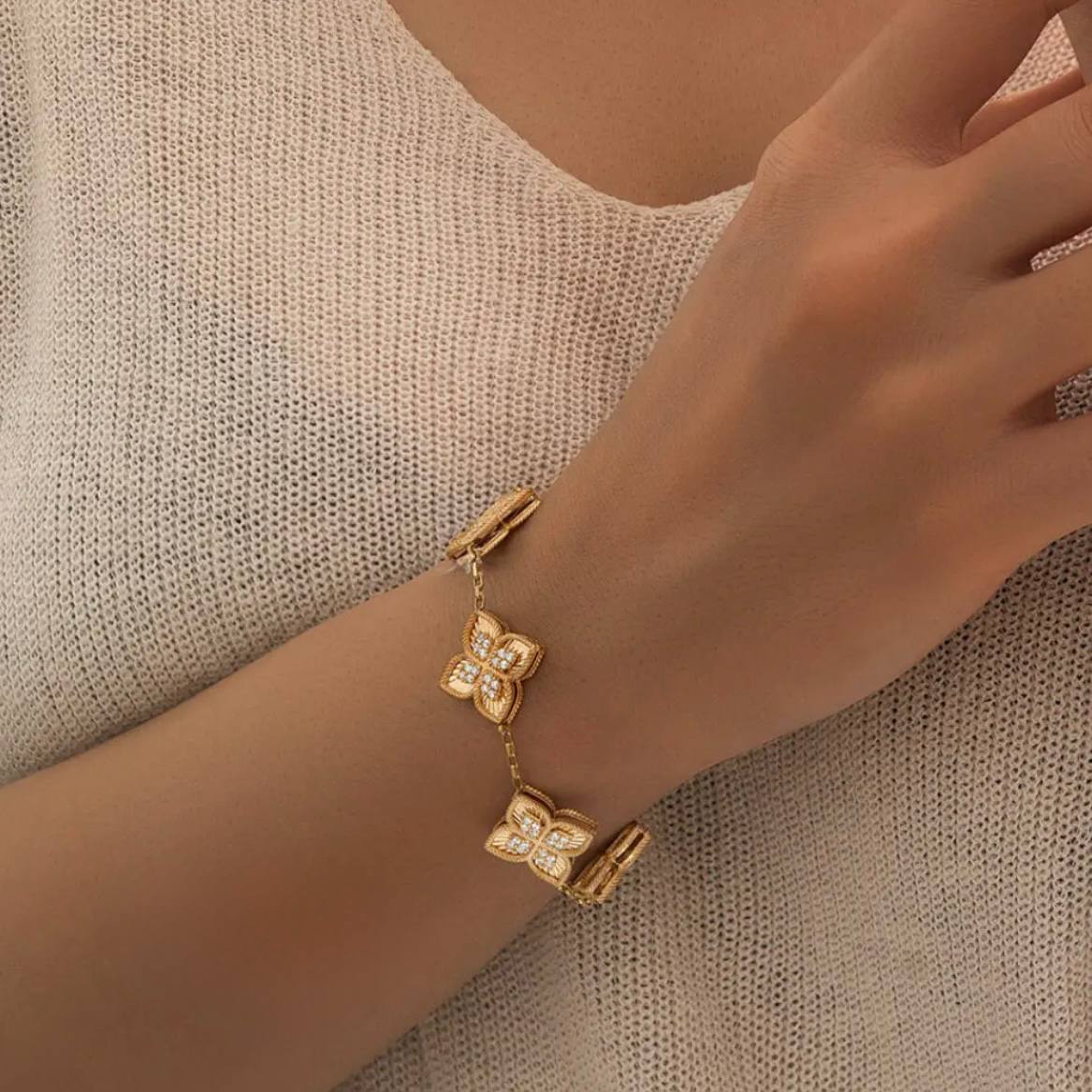 Gold Five Flower Bracelet