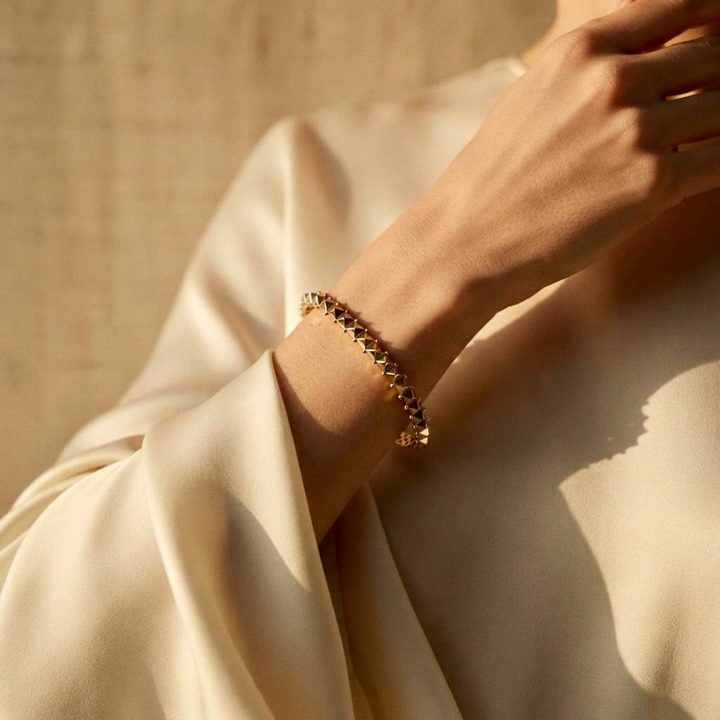Gold Pyramid Studded Bangle