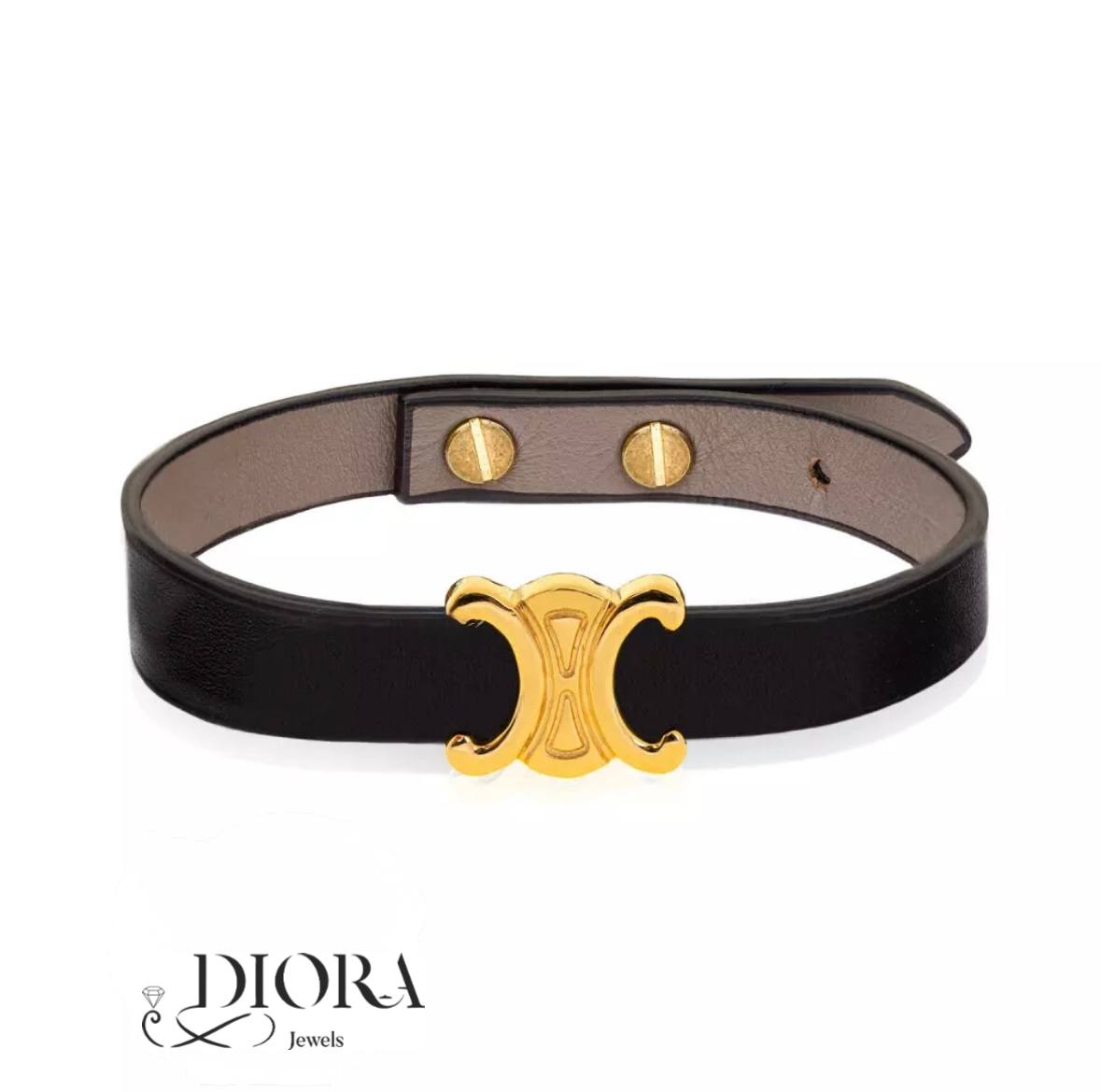 Men’s Leather Gold Plaque Bracelet