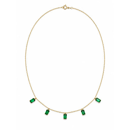 Gold Green Emerald Charm Necklace