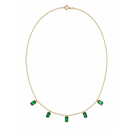 Gold Green Emerald Charm Necklace