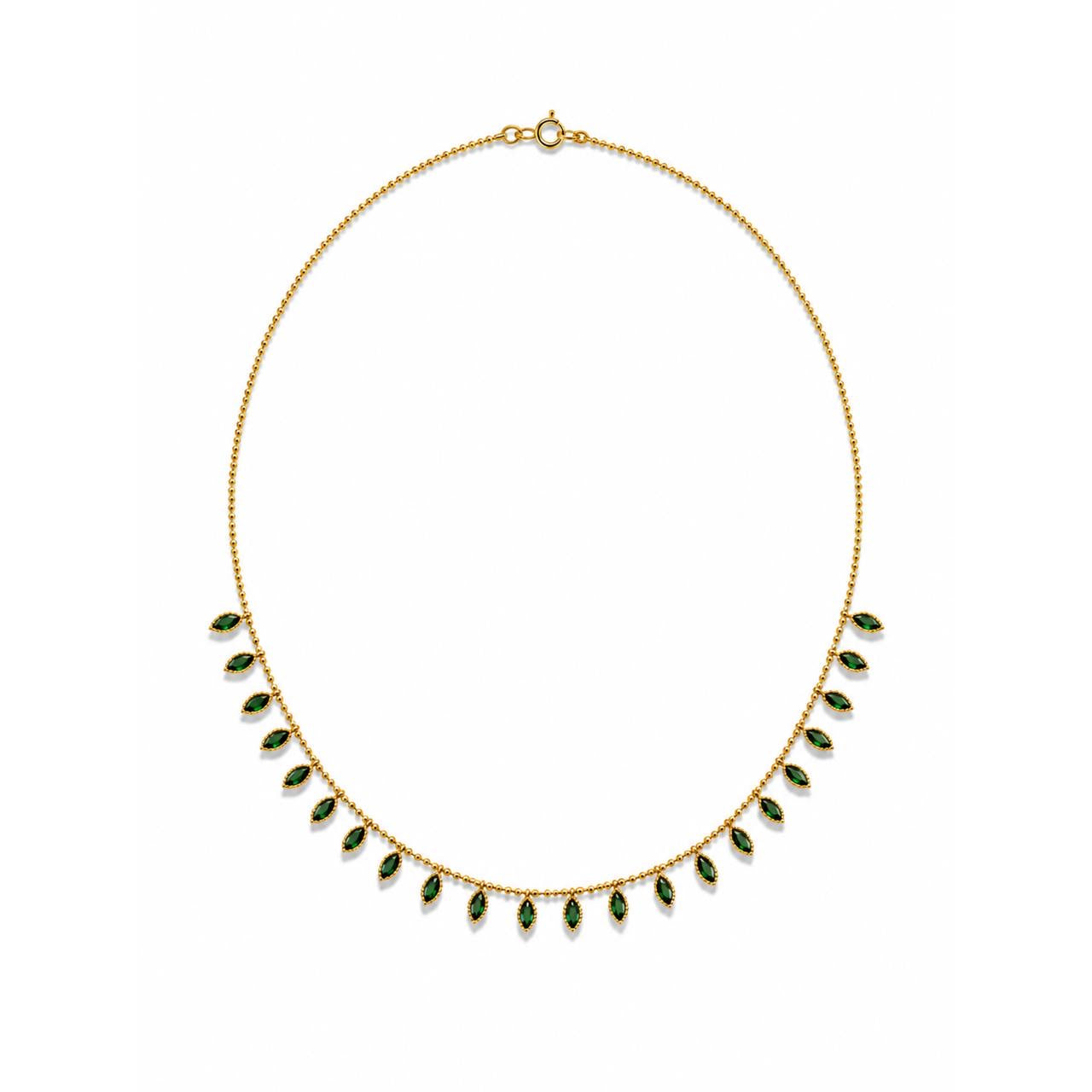 Gold Green Leaf Charm Necklace