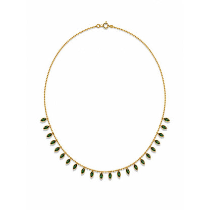 Gold Green Leaf Charm Necklace