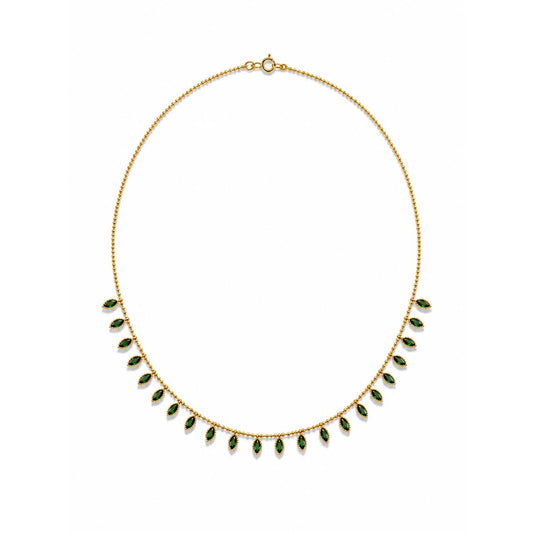 Gold Green Leaf Charm Necklace
