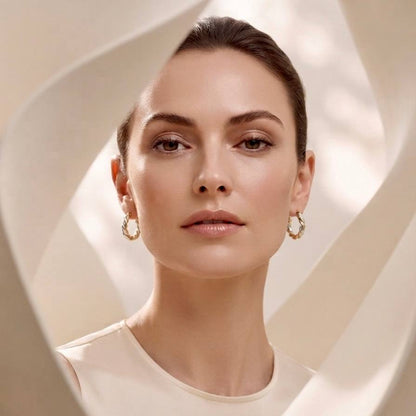 Two-Tone Twisted Gold Hoop Earrings