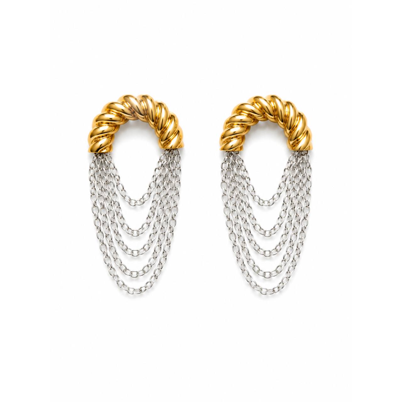 Two-Tone Twisted Chain Earrings