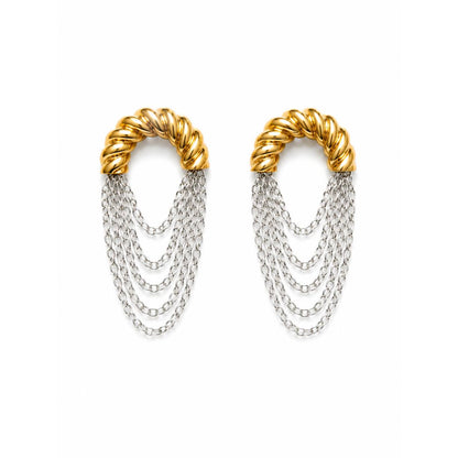 Two-Tone Twisted Chain Earrings