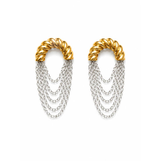 Two-Tone Twisted Chain Earrings