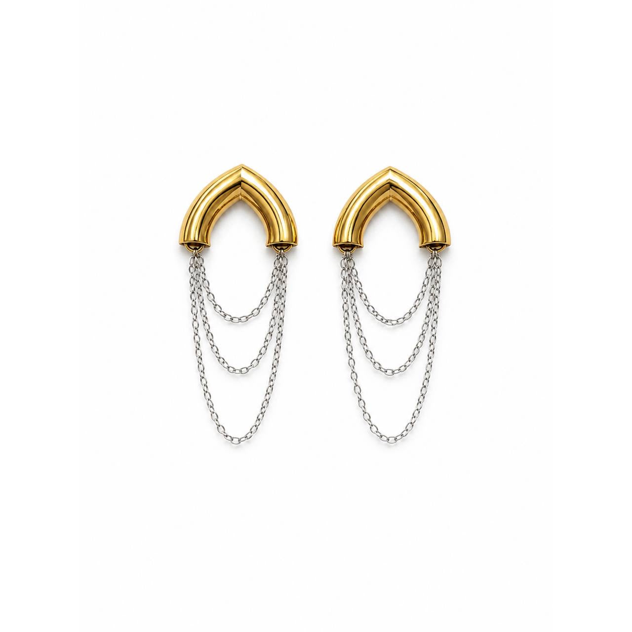 Two-Tone Arch Chain Earrings