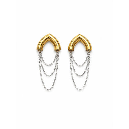 Two-Tone Arch Chain Earrings