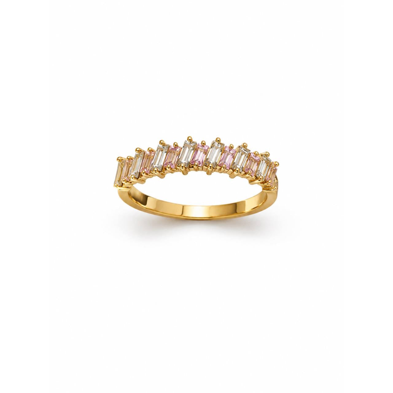 Gold Pink Baguette Ring