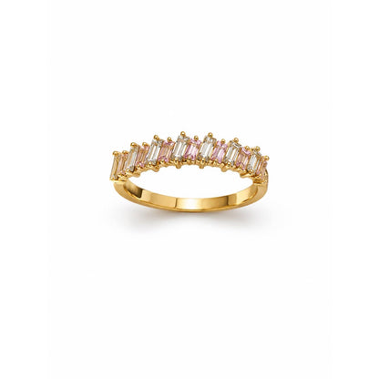 Gold Pink Baguette Ring