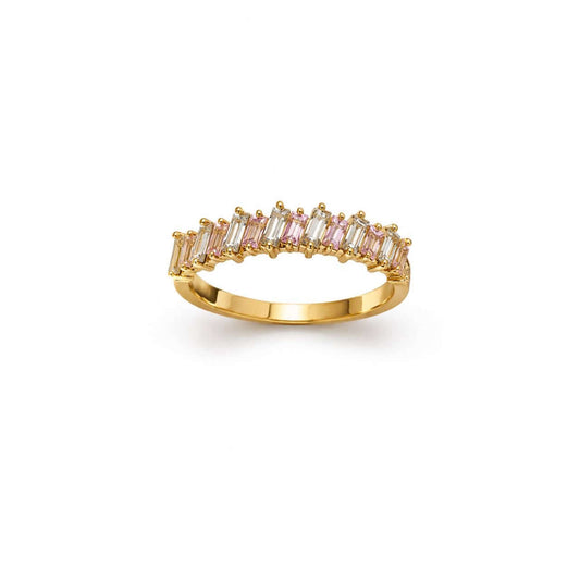 Gold Pink Baguette Ring