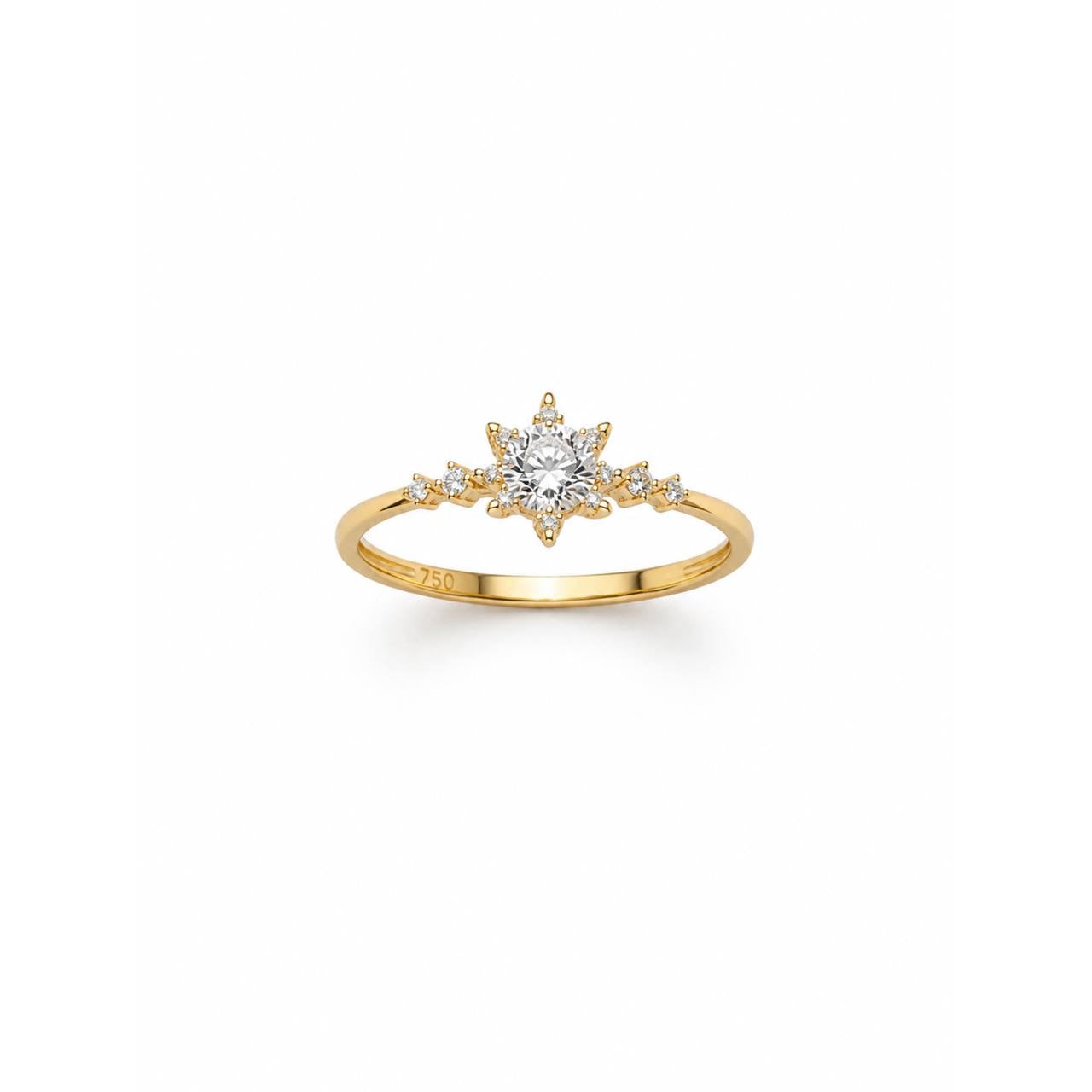 Gold Solitaire Star Ring
