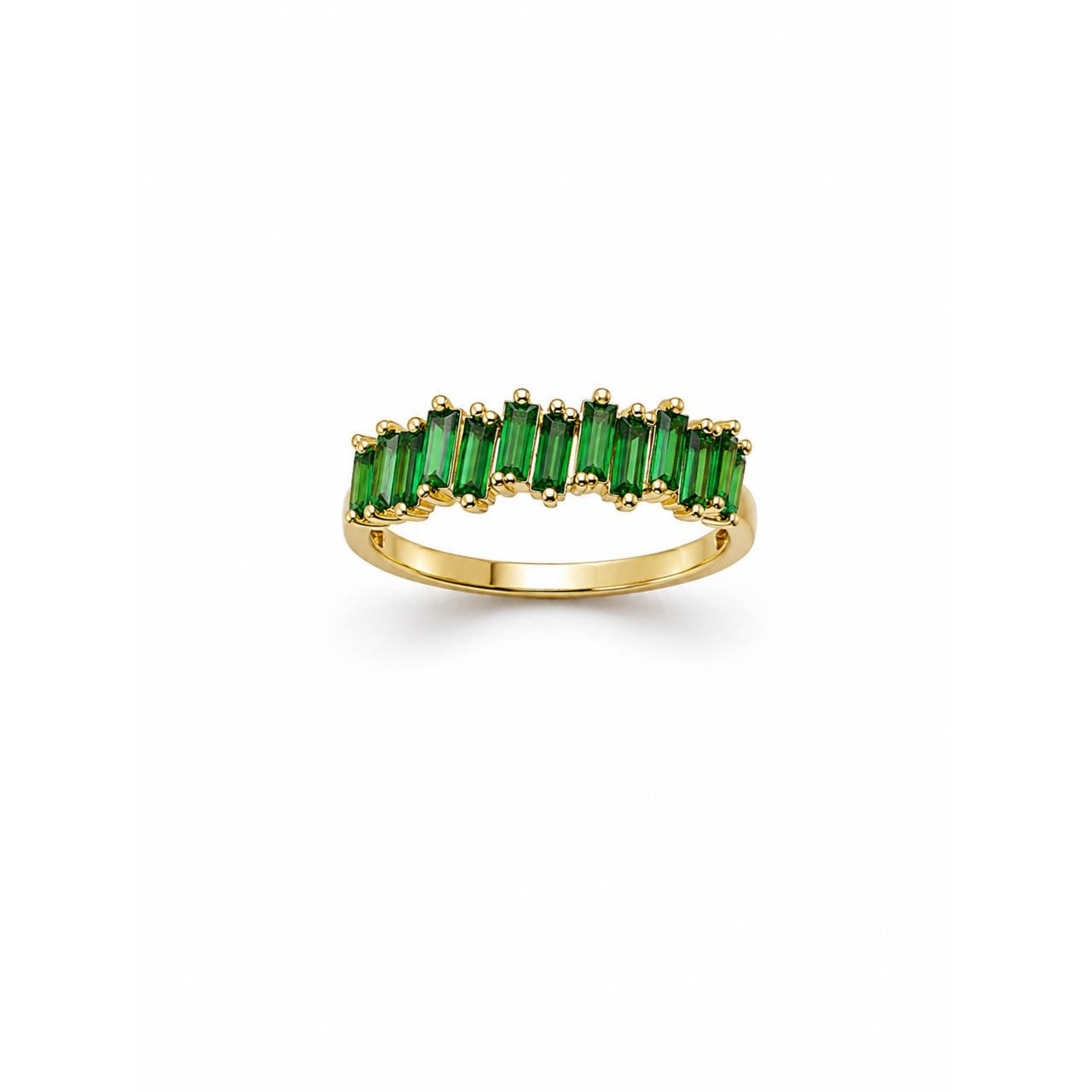 Gold Green Baguette Ring