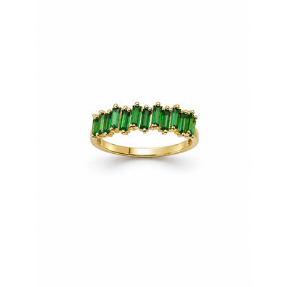 Gold Green Baguette Ring