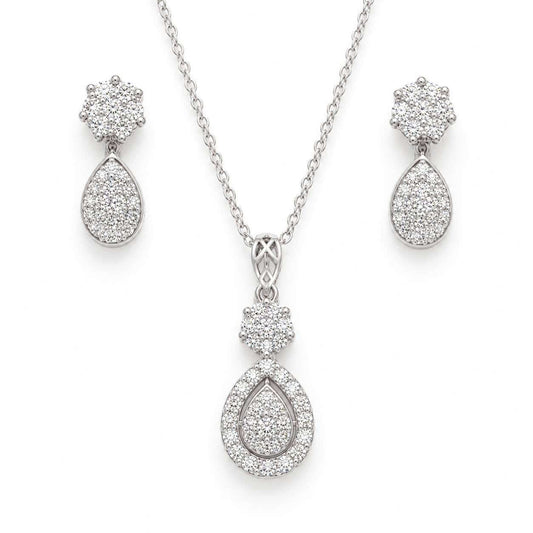 White Gold Teardrop Jewelry Set