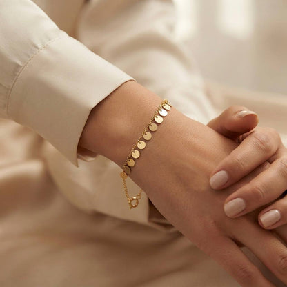 Gold Disc Charm Bracelet