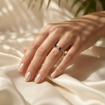 Gold Minimal Multi-Stone Ring