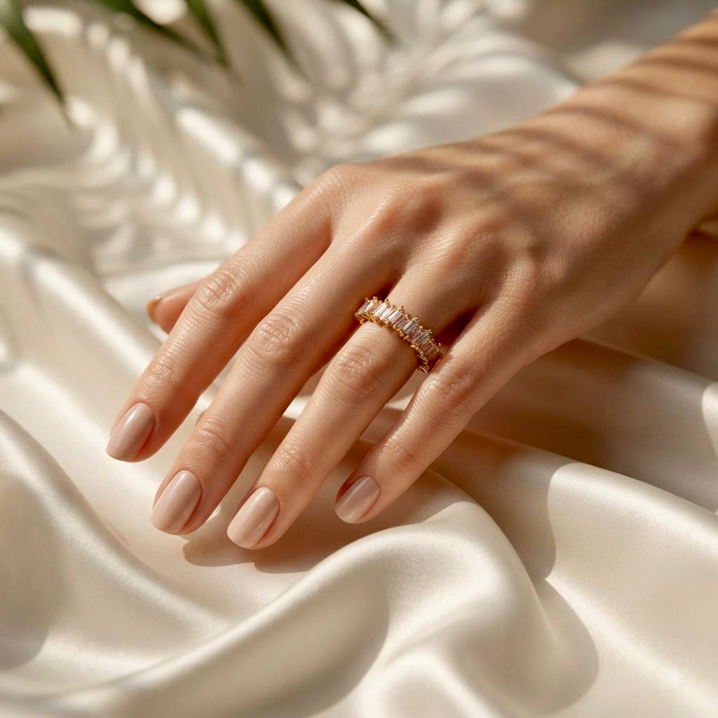 Gold Pink Baguette Ring