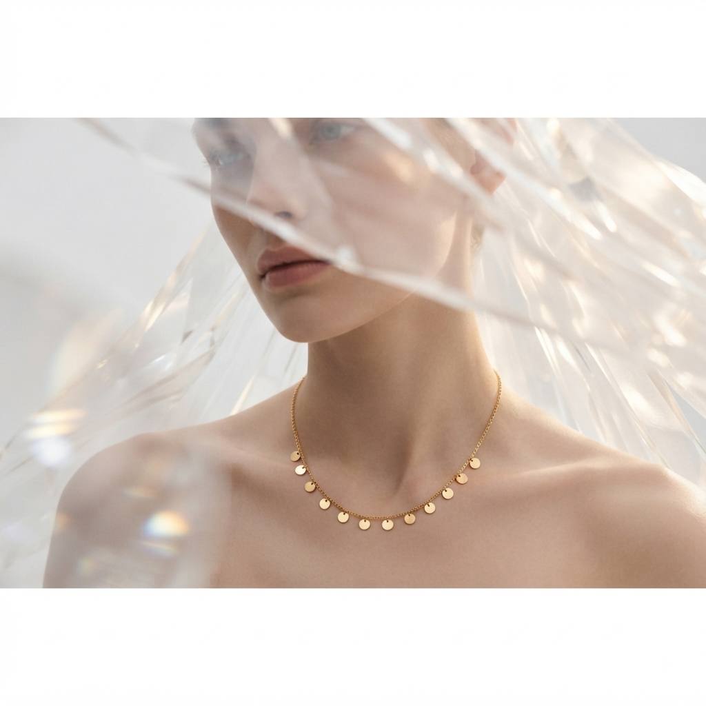 Gold Disc Charm Necklace