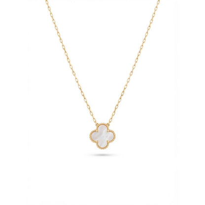 Gold Mother of Pearl Clover Necklace