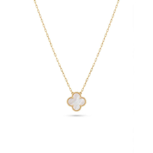 Gold Mother of Pearl Clover Necklace