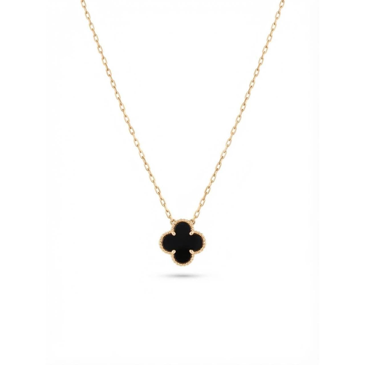 Gold Black Clover Necklace