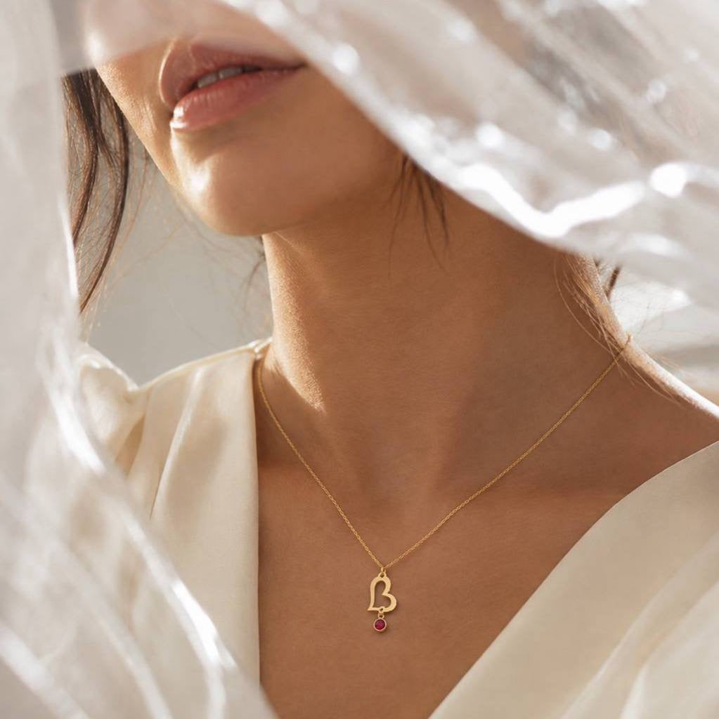 Gold Heart Drop Necklace