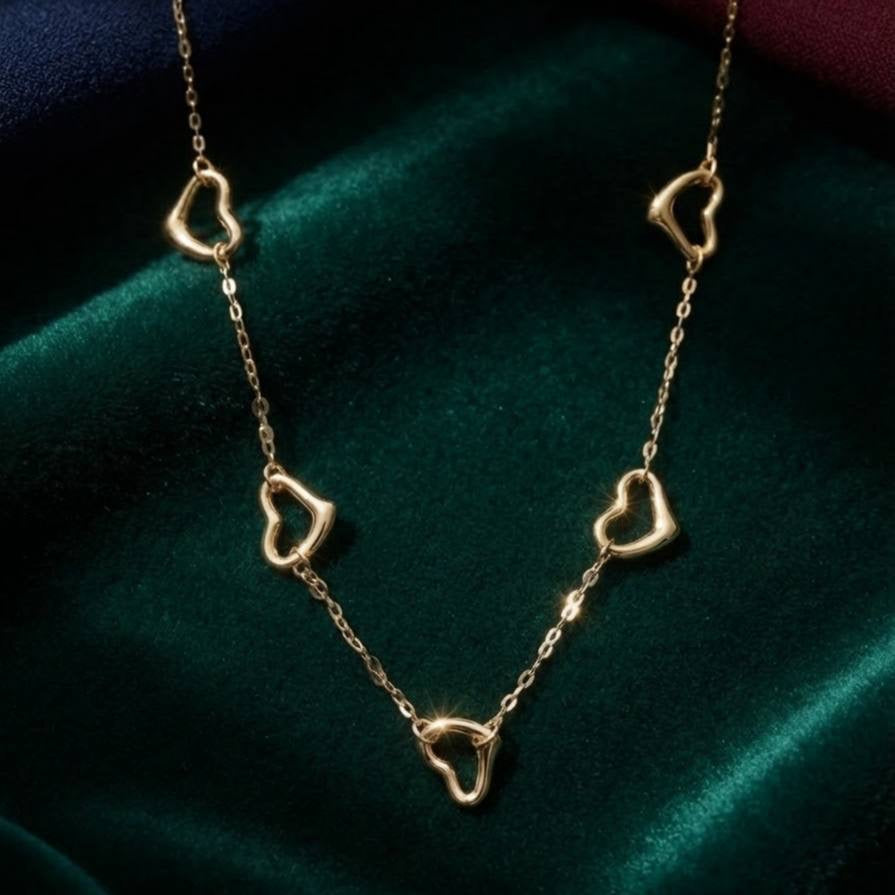 Gold Multi Heart Necklace