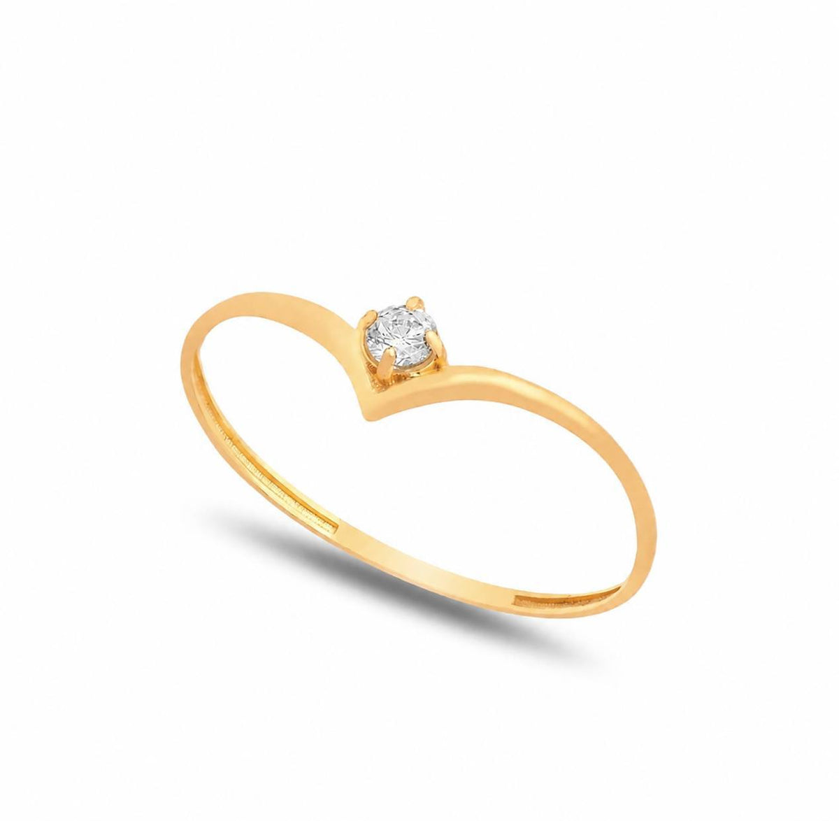 Gold Single Stone Chevron Ring