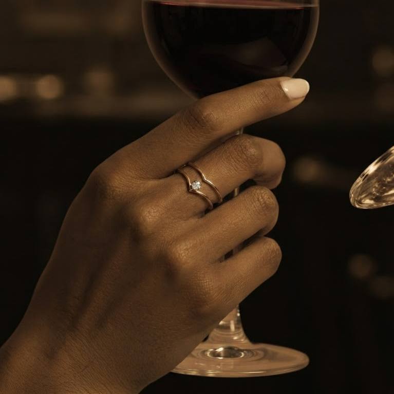 Gold Single Stone Chevron Ring