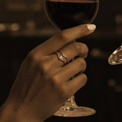 Gold Single Stone Chevron Ring