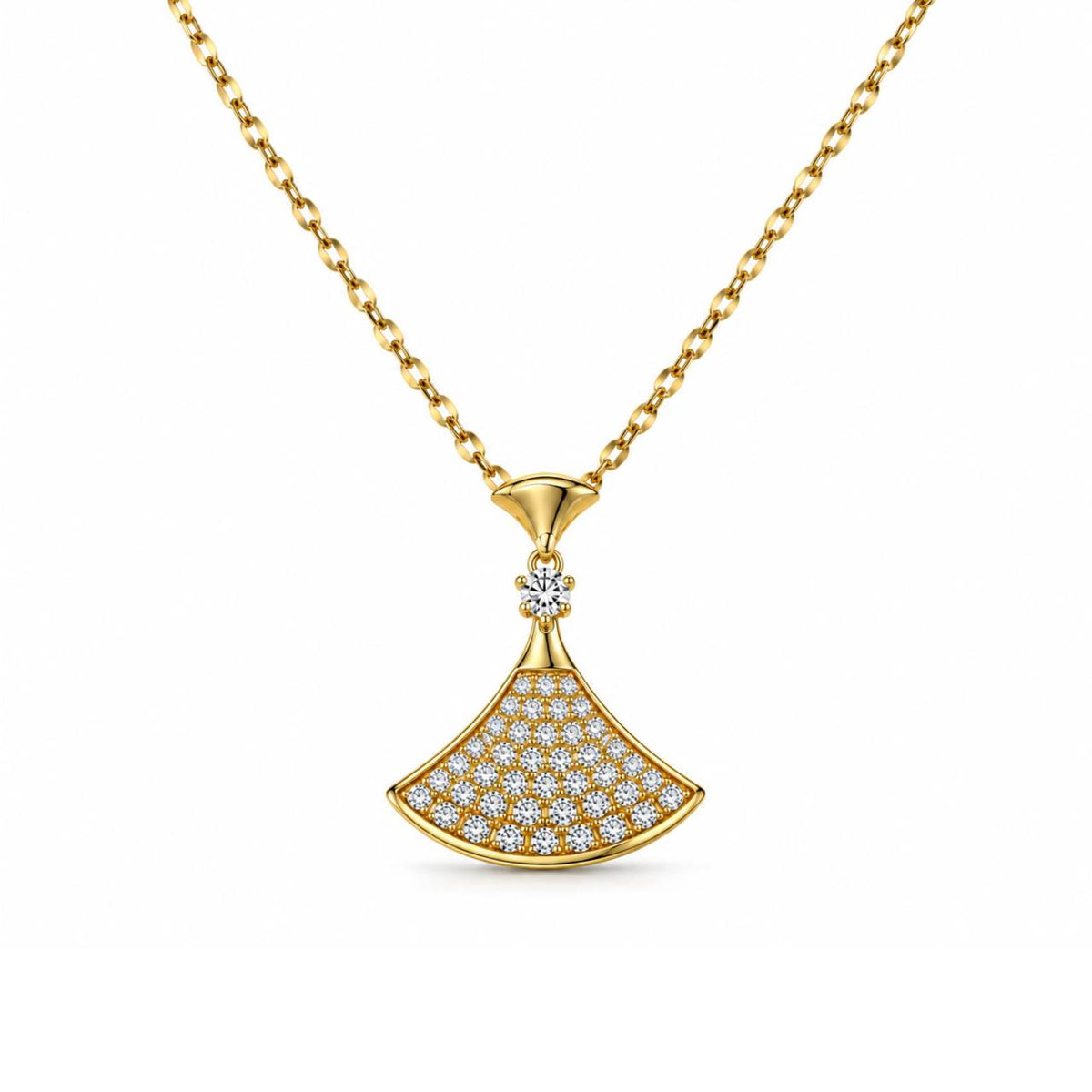 Gold Pave Fan Necklace