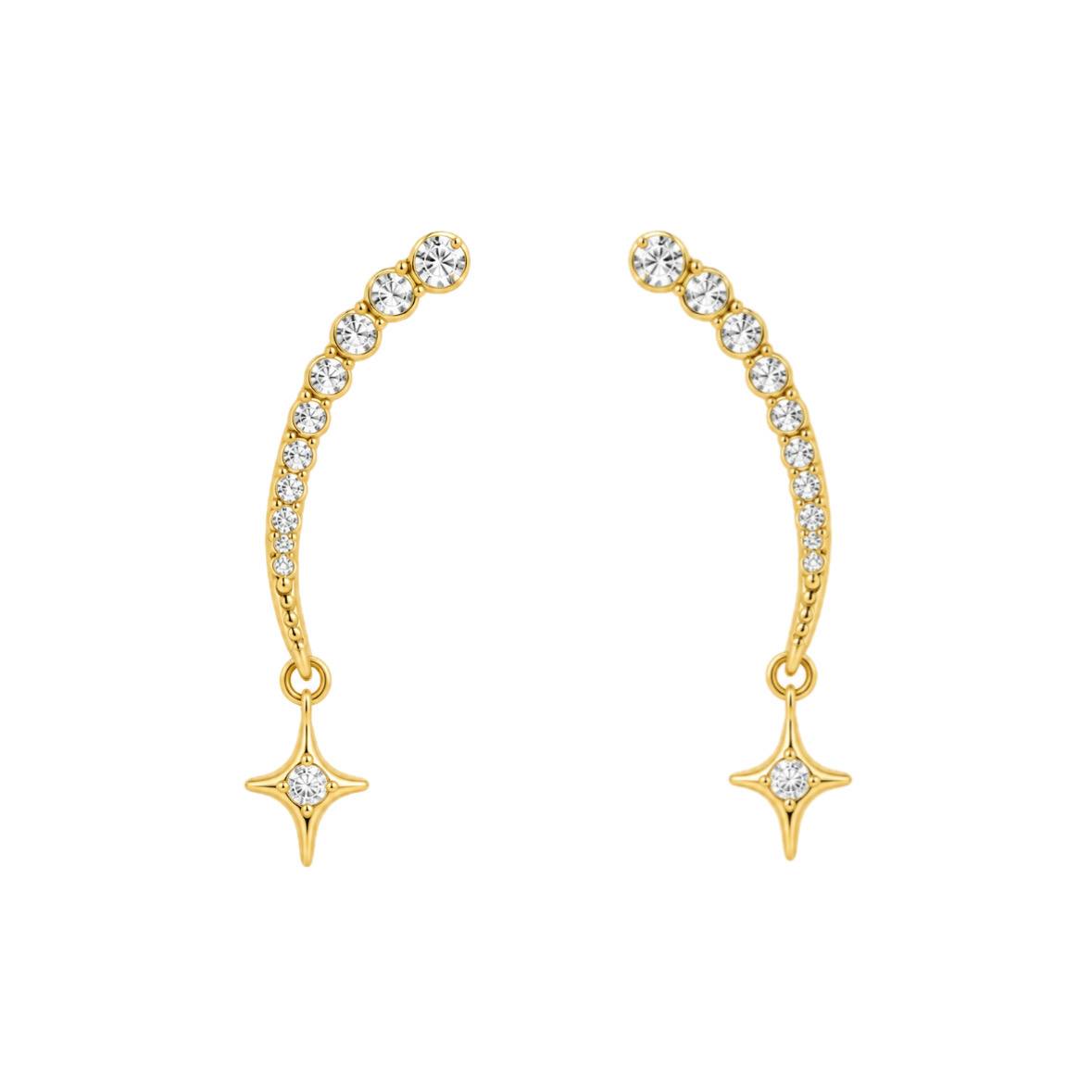 Gold Star Drop Earrings
