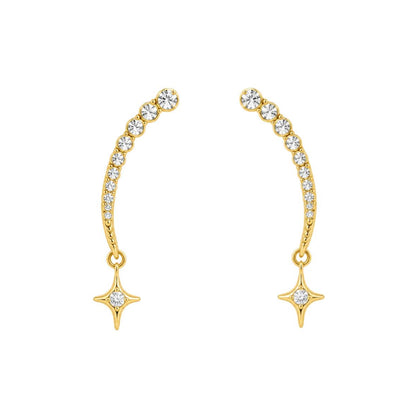 Gold Star Drop Earrings