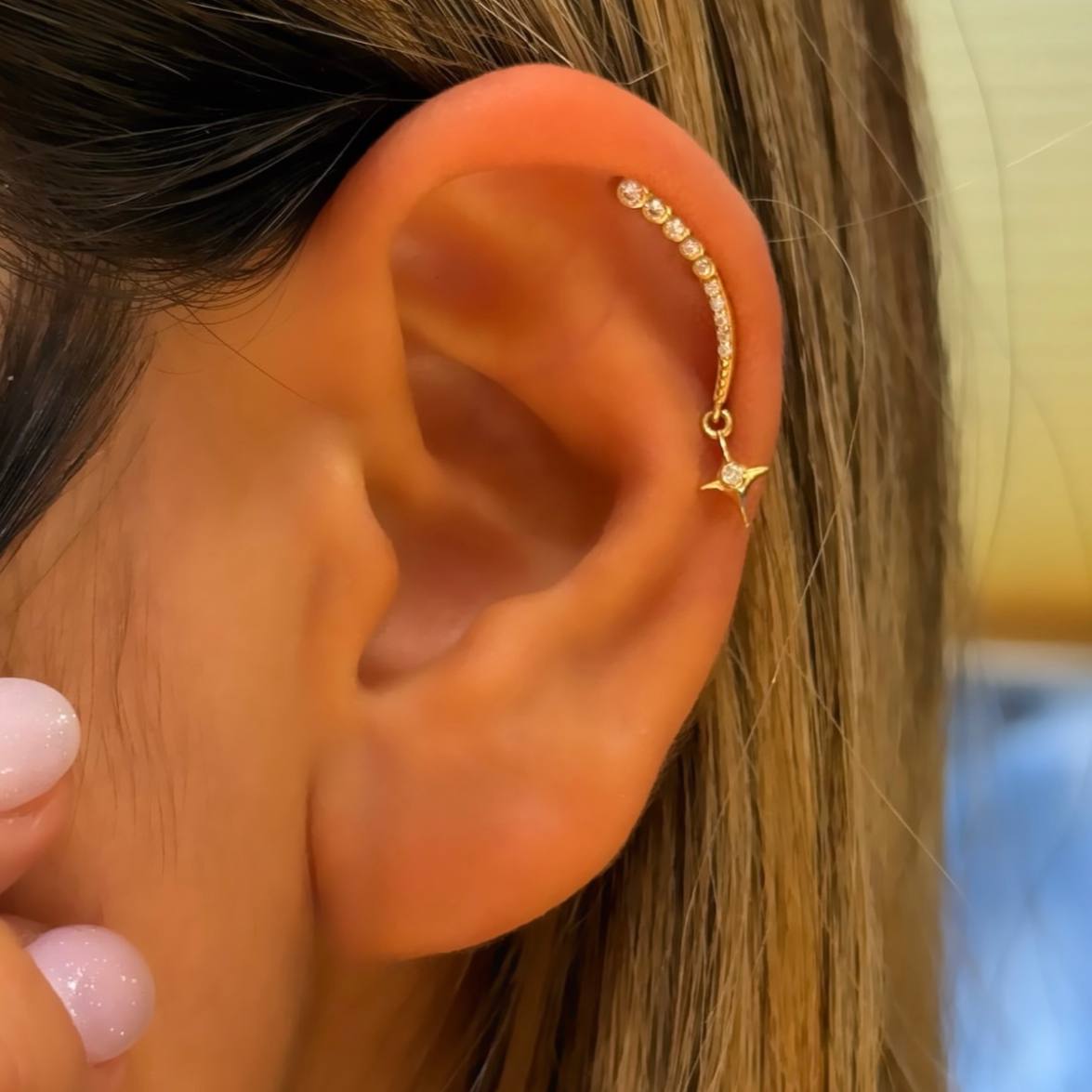 Gold Star Drop Earrings