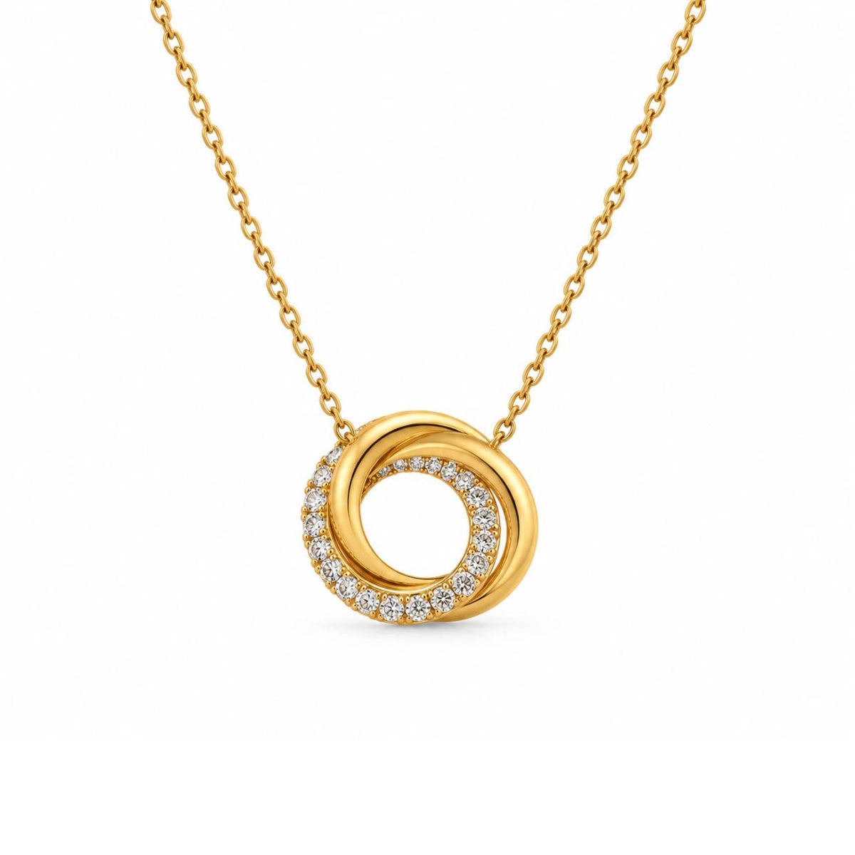 Gold Linked Circles Necklace