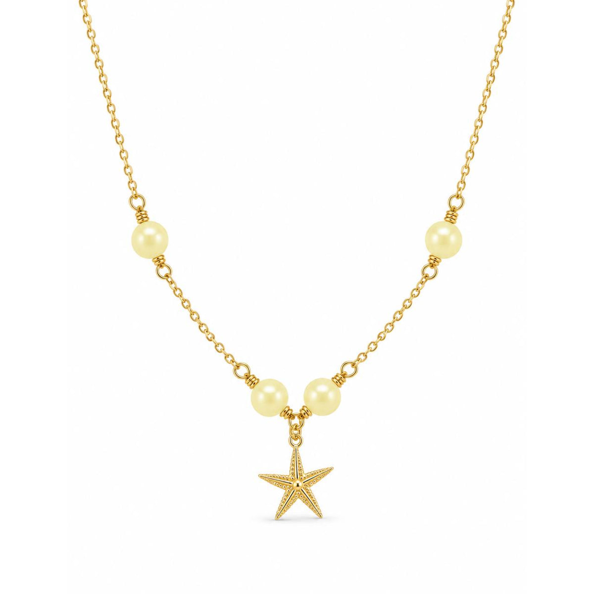 Gold Pearl Starfish Necklace