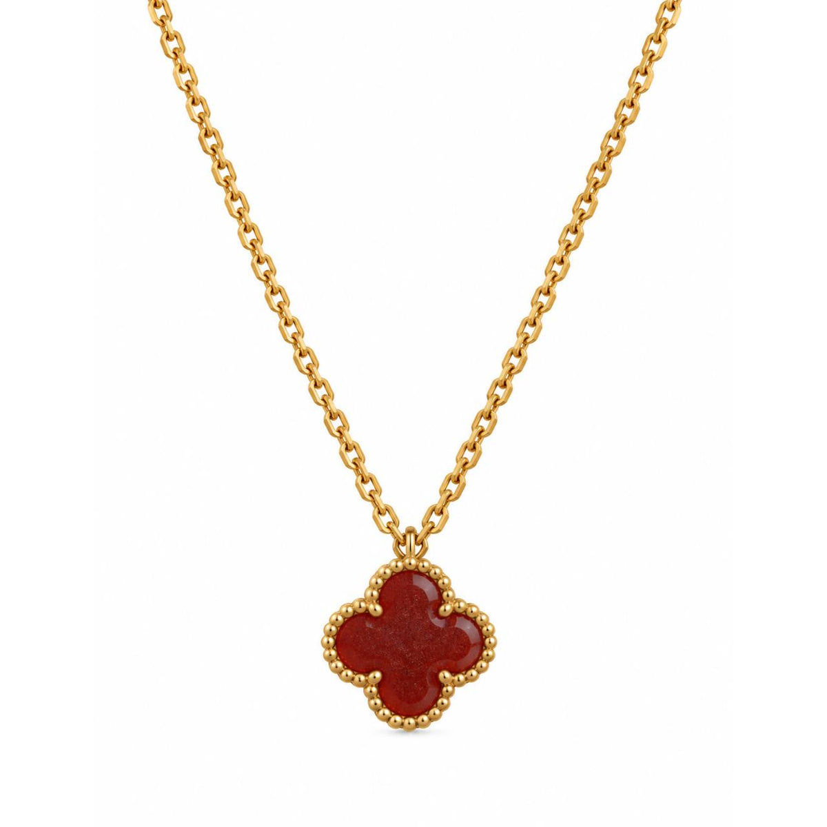 Gold Red Clover Necklace