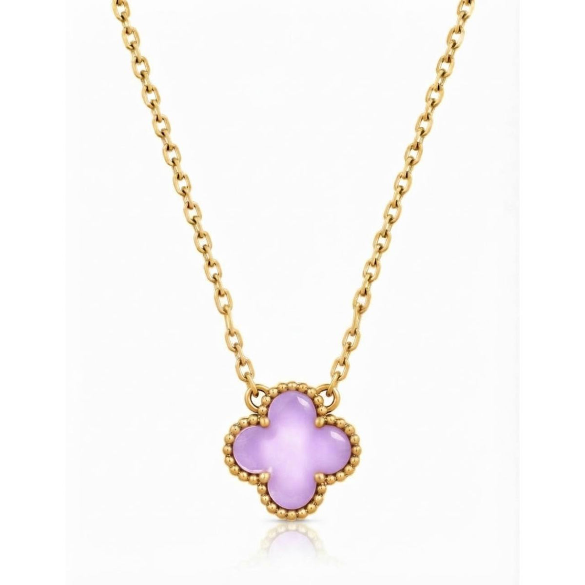 Gold Purple Clover Necklace