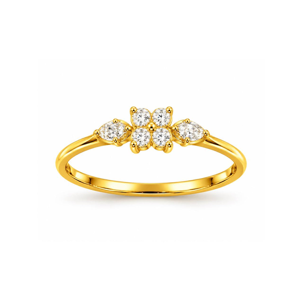 Gold Floral Cluster Ring