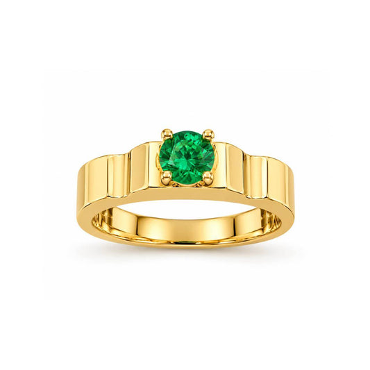 Gold Emerald Solitaire Ring