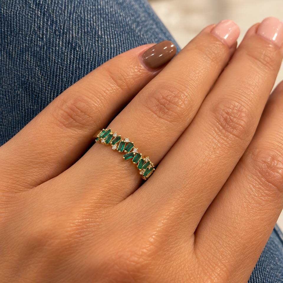 Gold Jewelled Baguette Ring