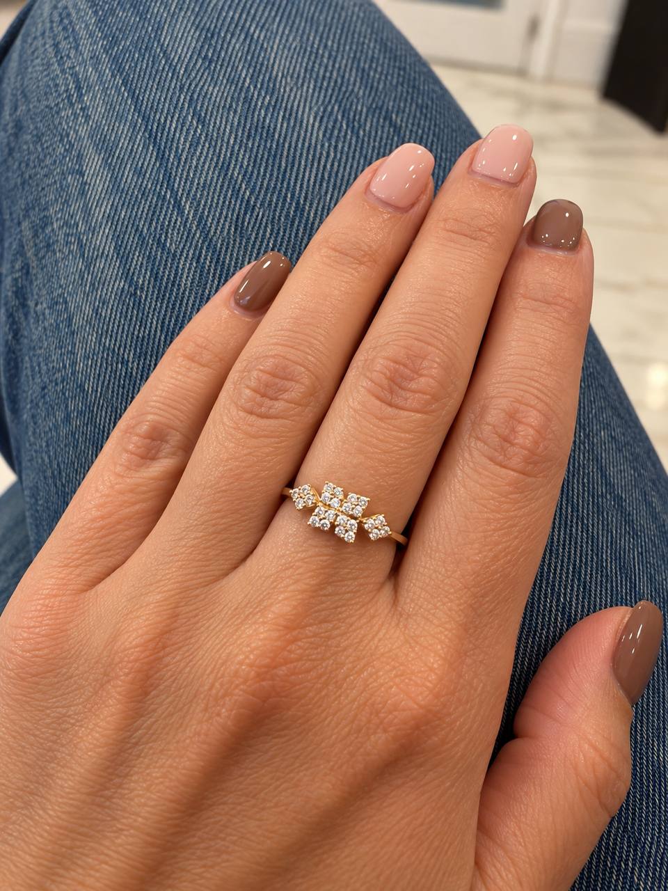 Gold Floral Cluster Ring