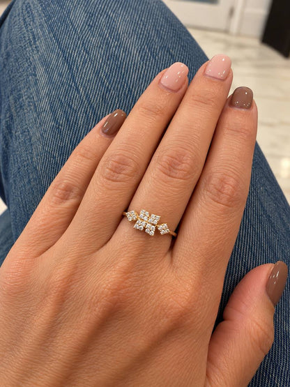 Gold Floral Cluster Ring