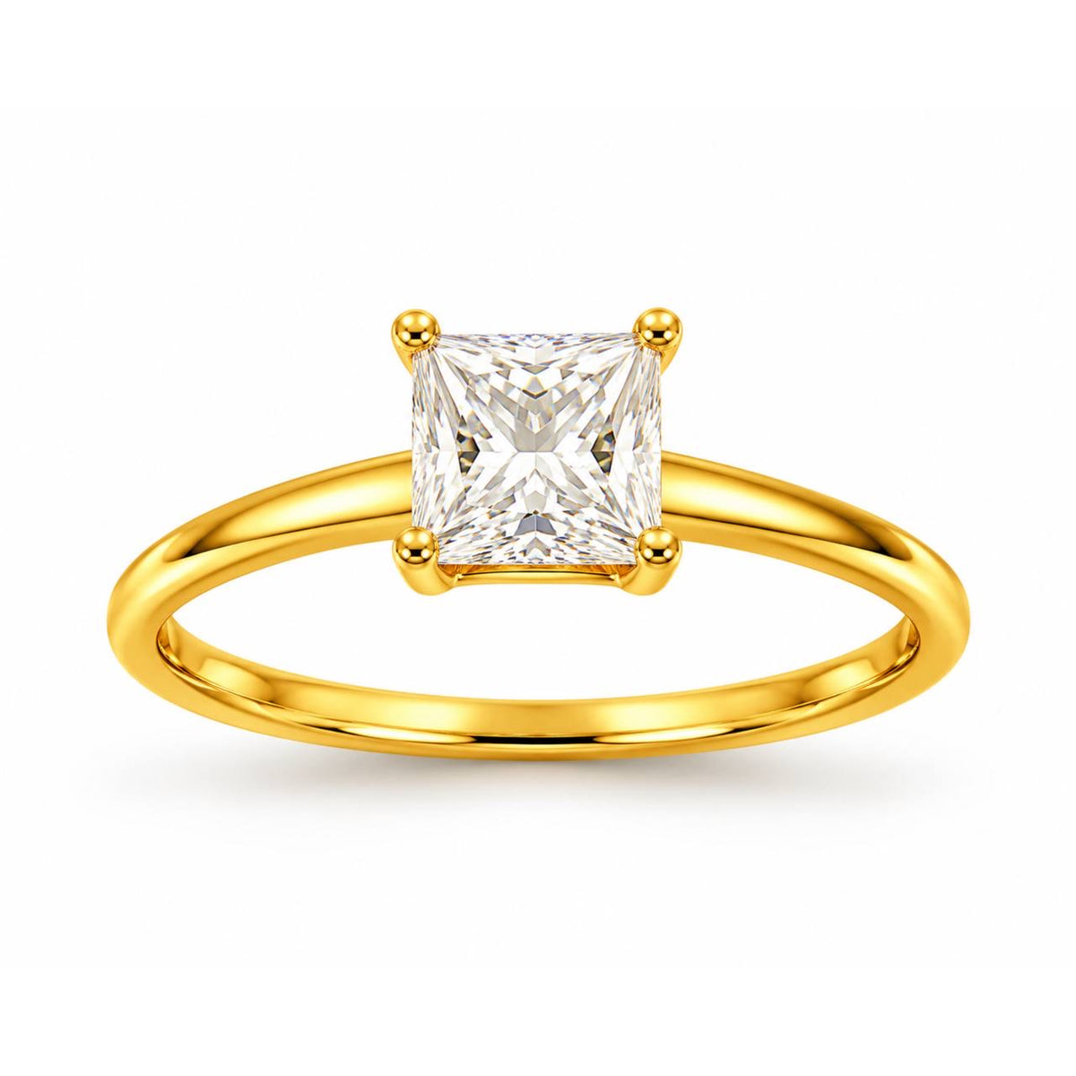 Gold Princess Solitaire Ring