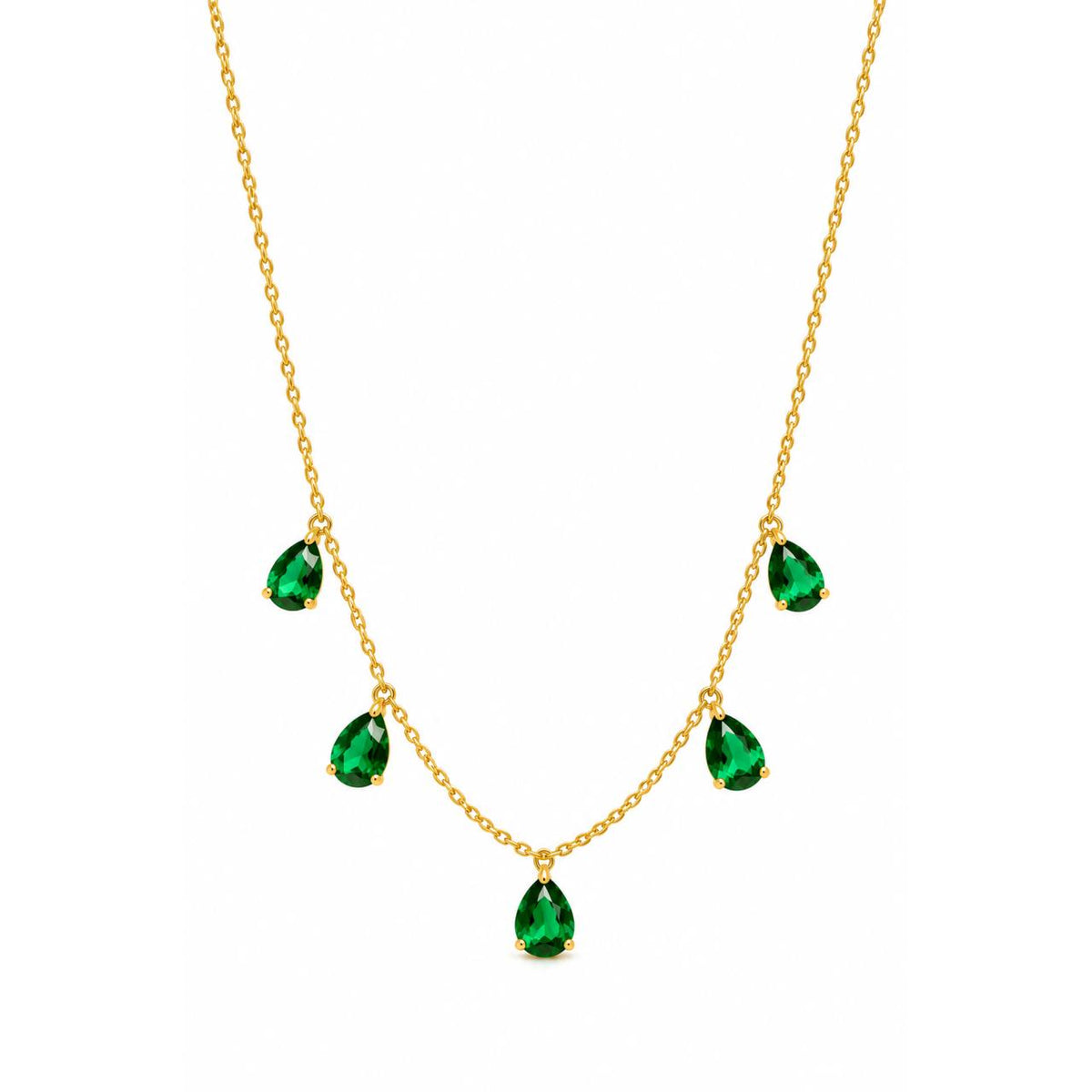 Gold Green Drop Necklace
